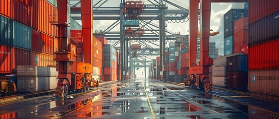 Produce captivating visuals of imported goods being unloaded at international ports