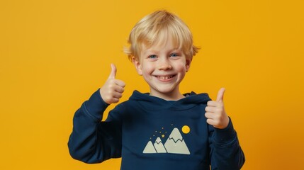 Wall Mural - The boy with thumbs up