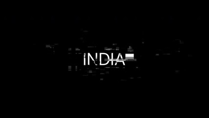 Poster - India text with screen effects of technological failures. Spectacular screen glitch with various kinds of interference. Looped