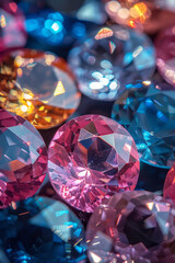 Poster - Macro shot of a beautiful, polished gemstone ring in a jewelry store, with sparkling facets catching the light,