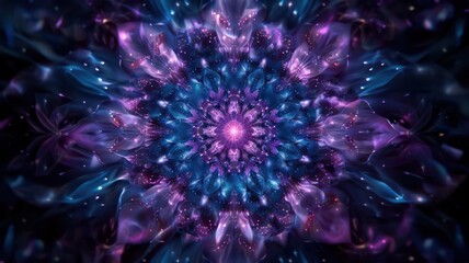 Poster - A colorful, swirling flower with purple and blue petals