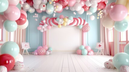 Poster - A room with a pink and white theme, with a white wall and pink curtains