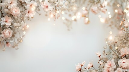 Aufkleber - A white background with a pink flowery border
