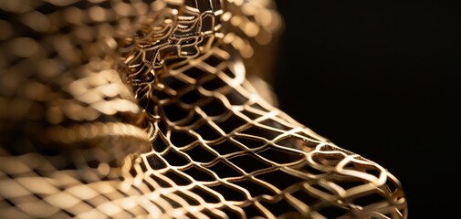 Poster - A gold colored object with a mesh pattern