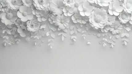 Aufkleber - A white flower bouquet with a white background. The flowers are made of paper and are arranged in a way that they look like they are growing out of the paper. The bouquet is very delicate and elegant
