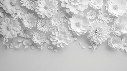 Aufkleber - A white flower arrangement with many flowers and leaves. The arrangement is very detailed and intricate, with each flower and leaf carefully crafted