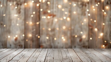 Aufkleber - A wooden wall with a lighted background. The lighted background is made up of many small lights that are scattered throughout the wall. Scene is warm and inviting