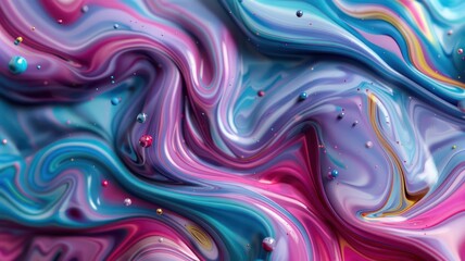 Aufkleber - A colorful swirl of paint with a lot of gold and blue. The swirl is very long and has a lot of different colors