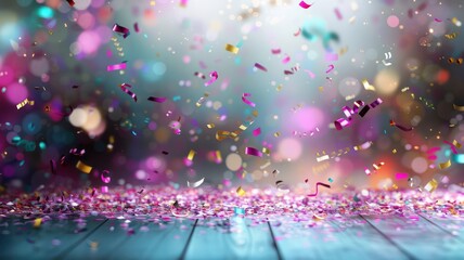 Poster - A colorful explosion of confetti is falling from the sky, creating a festive and celebratory atmosphere
