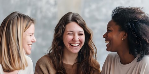 Wall Mural - Women having a lively conversation and enjoying each other's company at a cafe during lunch break. Concept Female Friendship, Cafe Conversations, Lunch Break Socializing, Enjoying Company