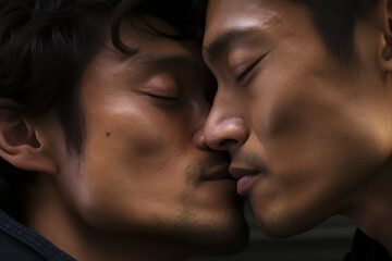 Wall Mural - Asian young men kissing