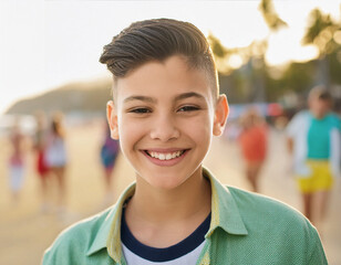 Happy Boy Enjoying Summer at the Beach.