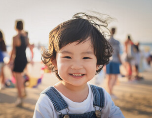 Happy Boy Enjoying Summer at the Beach.