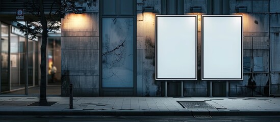 Wall Mural - Mockup of street poster gallery with blank posters provides copy space image.