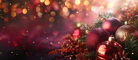Poster - Festive New Year backdrop featuring Christmas ornaments with room for a text overlay within the copy space image.