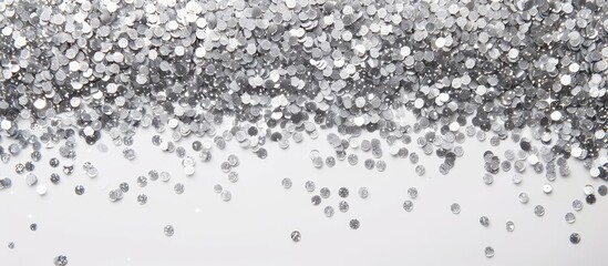Aufkleber - Top view of silver glitter on a white background with copy space image.