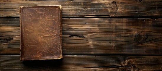 Aufkleber - Book cover with copy space image on wooden backdrop.