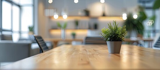 Poster - Blurry office background enhances the table top with a copy space image.