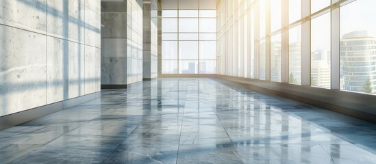 Aufkleber - Modern office building backdrop with empty floor and copy space image.