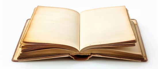 Canvas Print - An open book diary featuring empty pages against a white backdrop, ideal as a copy space image.