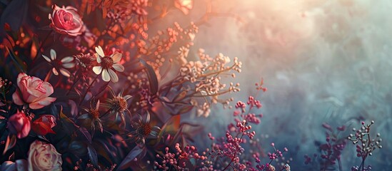 Poster - Floral setting ideal for background or wallpaper with ample copy space image.