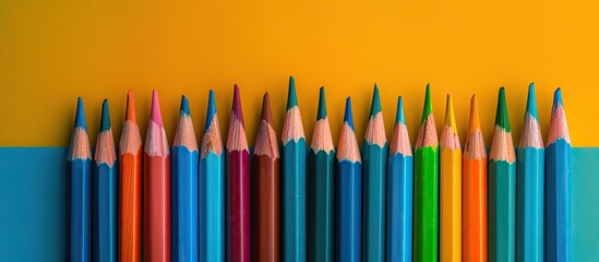 Poster - Variety of vibrant colored pencils on a copy space image.
