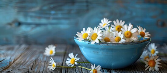 Poster - Bowl with daisies provides copy space image.