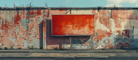 Poster - Billboard on a street wall with banners providing copy space image for personal text.