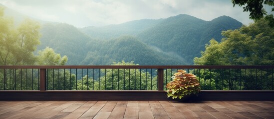 Poster - Blurry nature background with balcony and terrace, perfect for a copy space image.