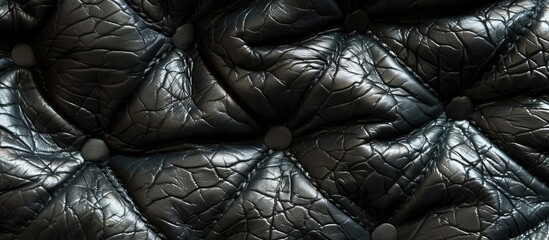 Poster - Close-up of black leather texture as a background for a copy space image with a jacket leather fabric texture.