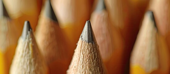 Aufkleber - Image showing shallow depth of field for a background of pencils, with focus on the front pencil, ideal for copy space.