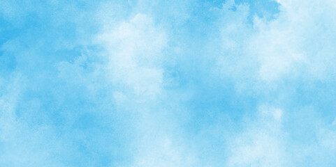 Wall Mural - brush paint blue paper textured canvas element with clouds, blue sky with clouds background, abstrac