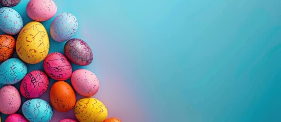 Poster - Vibrant Easter eggs with copy space image.