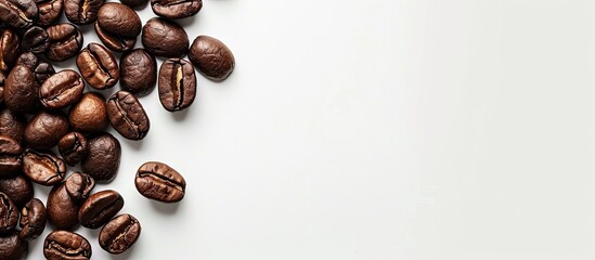 Aufkleber - Coffee beans displayed against a white backdrop with room for a copy space image.