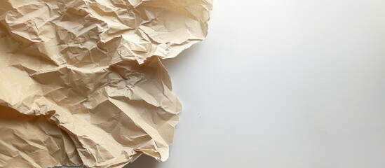 Leinwandbilder - Kraft paper crumpled on white backdrop for use as a template with copy space image.