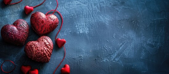 Poster - Valentine's Day-themed heart-shaped objects captured in a photo with blank space for text or graphics.