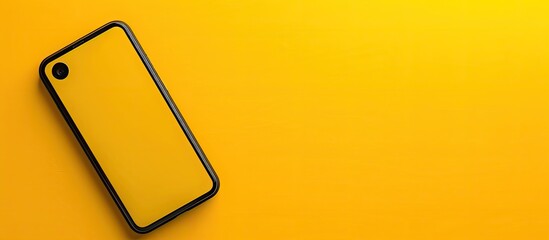 Aufkleber - Smartphone on a vibrant yellow backdrop with copy space image.