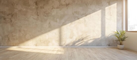 Aufkleber - A room with a beige wall and no decoration, providing ample space for adding images or text.