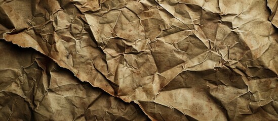 Poster - Old crumpled brown paper with a dirty texture, suitable as a background for design, with space for inserting images.