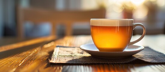 Aufkleber - Beverage in a cup with a copy space image on a table.