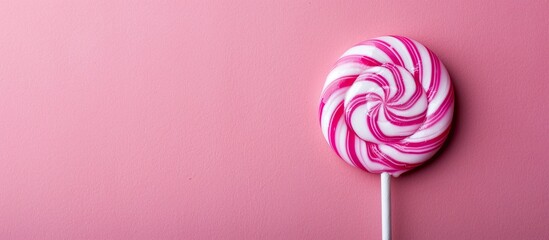 Poster - Colorful background with a pink lollipop, providing copy space image for a birthday greeting card concept.