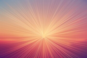 Wall Mural - Subtle and soft gradient background with a central geometric burst of lines radiating from the middle, in a sunrise color palette.