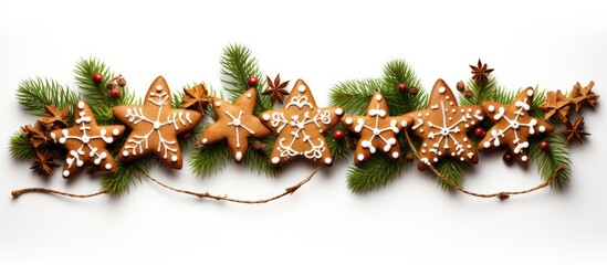 Aufkleber - Isolated Christmas fir tree cookie with a garland, ideal for use as a copy space image.