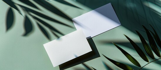 Aufkleber - A business card and postcard with gentle shadows, showcasing the copy space image.