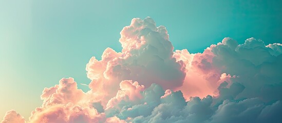 Poster - Vibrant clouds set against a soft blue sky with ample copy space image.