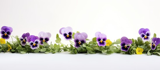 Aufkleber - Pansy flowers displayed on a solitary white backdrop for holiday themes with copy space imagefor greetings, designing, and decorating.