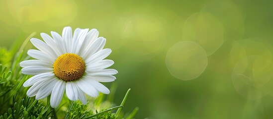 Poster - Close-up shot of a pretty daisy flower with a lush green backdrop in a photo with blank space for text.