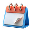 © Zhaidar - Calendar 3d icon. Folded out calendar sheet, blank. Isolated object on a transparent background