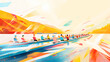 © mikhailberkut - Abstract Colorful Artwork Depicting Rowers in Synchronous Motion