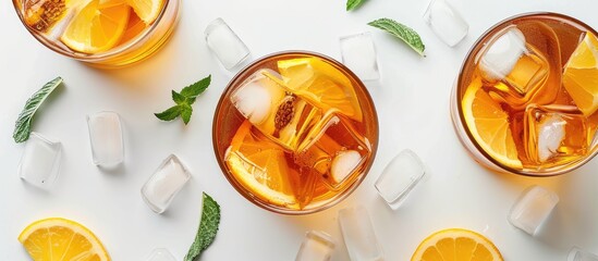 Wall Mural - Long Island Iced Tea arranged on a plain white backdrop with copy space image.